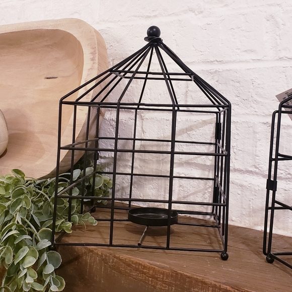 Set of 2 open cage candle holder table decor - Picture 4 of 5